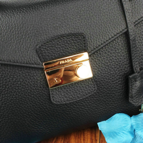2014 Prada calfskin leather flap bag BN8094 black - Click Image to Close
